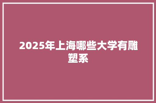 2025年上海哪些大学有雕塑系 未命名