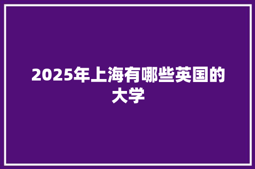 2025年上海有哪些英国的大学 未命名