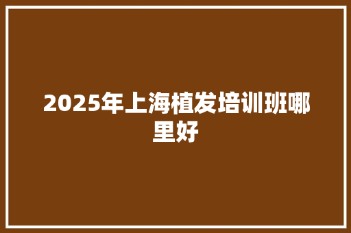 2025年上海植发培训班哪里好