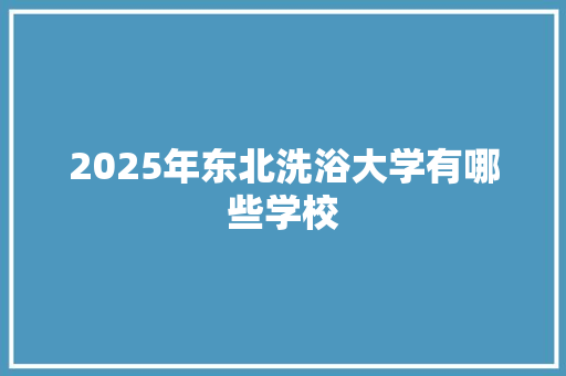 2025年东北洗浴大学有哪些学校 未命名