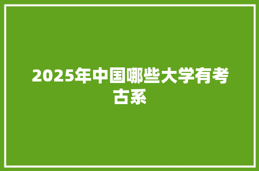 2025年中国哪些大学有考古系