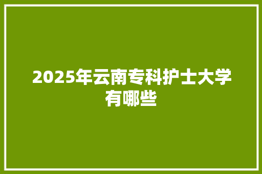 2025年云南专科护士大学有哪些 未命名