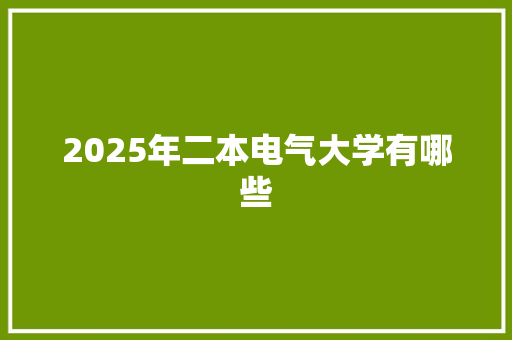 2025年二本电气大学有哪些