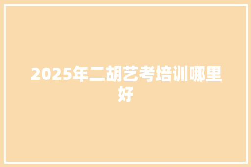 2025年二胡艺考培训哪里好 未命名