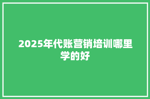 2025年代账营销培训哪里学的好 未命名