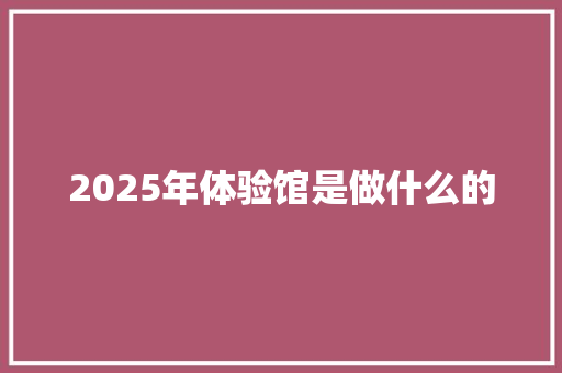 2025年体验馆是做什么的