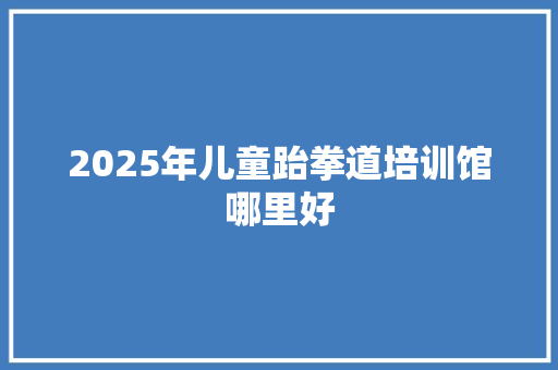 2025年儿童跆拳道培训馆哪里好 未命名