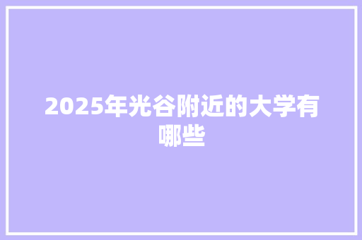 2025年光谷附近的大学有哪些