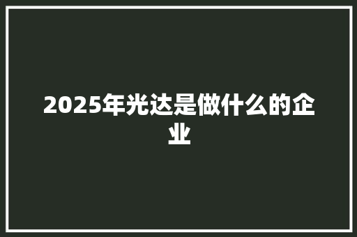 2025年光达是做什么的企业