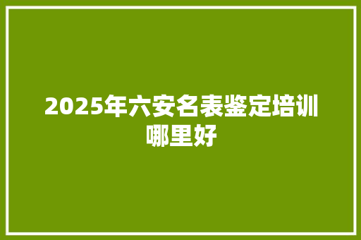 2025年六安名表鉴定培训哪里好