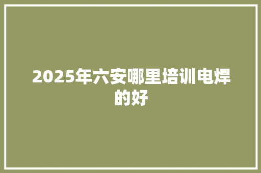 2025年六安哪里培训电焊的好