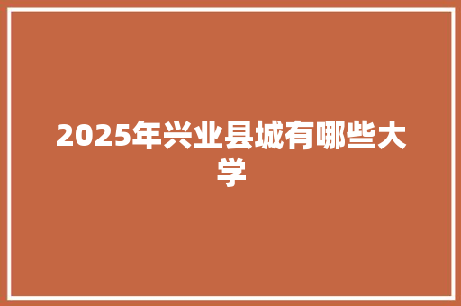 2025年兴业县城有哪些大学