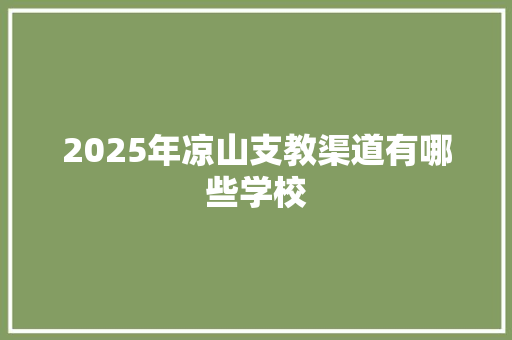 2025年凉山支教渠道有哪些学校