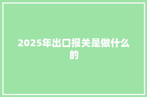 2025年出口报关是做什么的