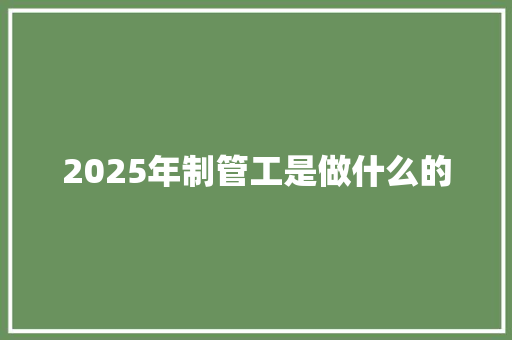 2025年制管工是做什么的 未命名