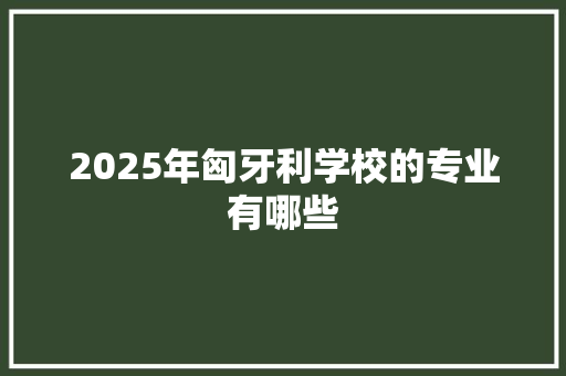 2025年匈牙利学校的专业有哪些