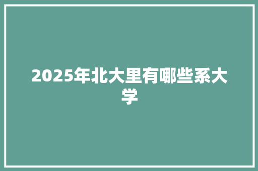 2025年北大里有哪些系大学