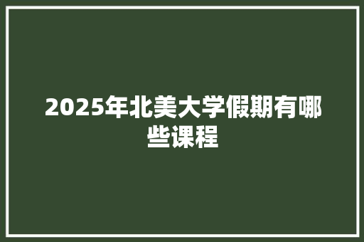 2025年北美大学假期有哪些课程 未命名