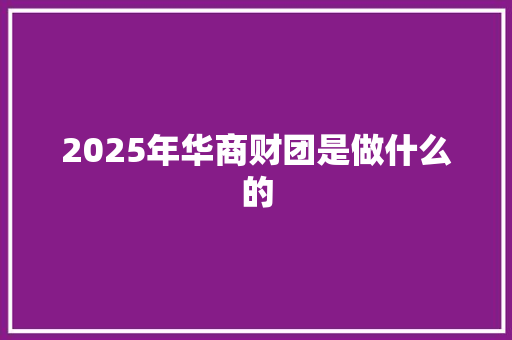 2025年华商财团是做什么的 未命名