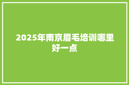 2025年南京眉毛培训哪里好一点