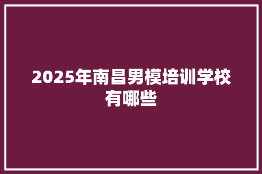 2025年南昌男模培训学校有哪些