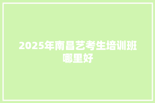 2025年南昌艺考生培训班哪里好 未命名