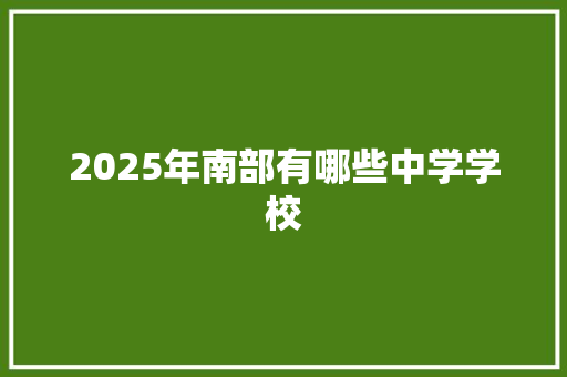 2025年南部有哪些中学学校