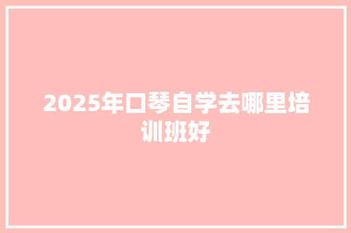 2025年口琴自学去哪里培训班好