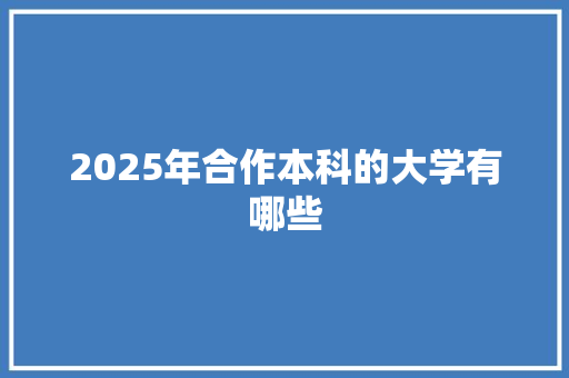 2025年合作本科的大学有哪些