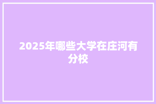 2025年哪些大学在庄河有分校