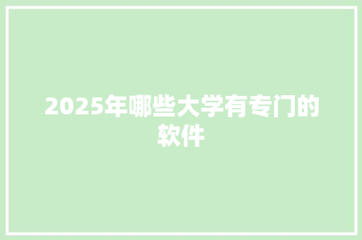 2025年哪些大学有专门的软件 未命名