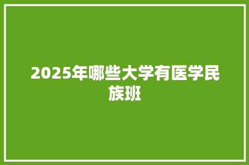 2025年哪些大学有医学民族班