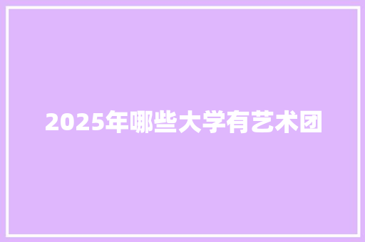 2025年哪些大学有艺术团 未命名