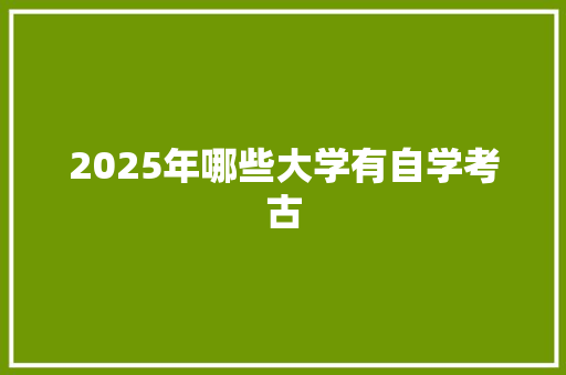 2025年哪些大学有自学考古 未命名