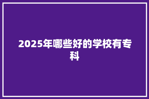 2025年哪些好的学校有专科 未命名