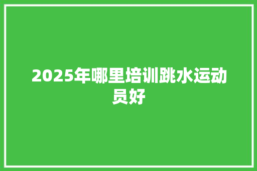 2025年哪里培训跳水运动员好 未命名