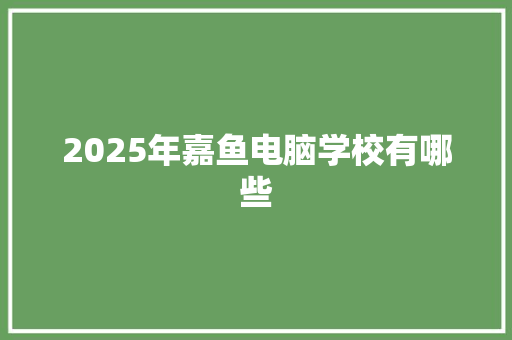 2025年嘉鱼电脑学校有哪些 未命名