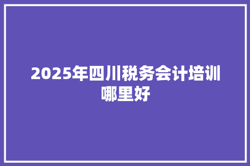 2025年四川税务会计培训哪里好 未命名