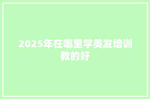 2025年在哪里学美发培训教的好 未命名