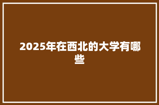 2025年在西北的大学有哪些