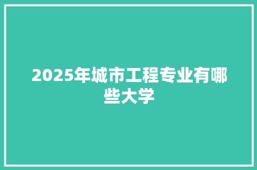 2025年城市工程专业有哪些大学 未命名