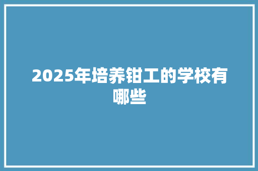 2025年培养钳工的学校有哪些 未命名