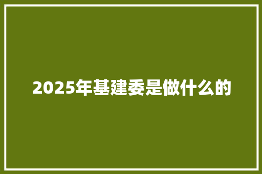 2025年基建委是做什么的