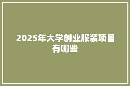 2025年大学创业服装项目有哪些 未命名