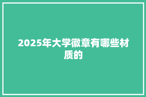 2025年大学徽章有哪些材质的