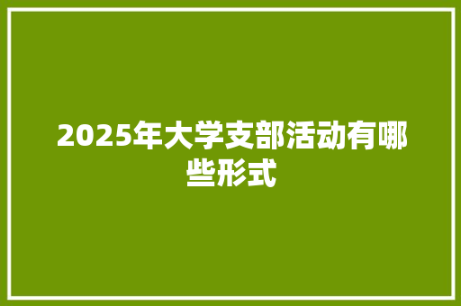 2025年大学支部活动有哪些形式