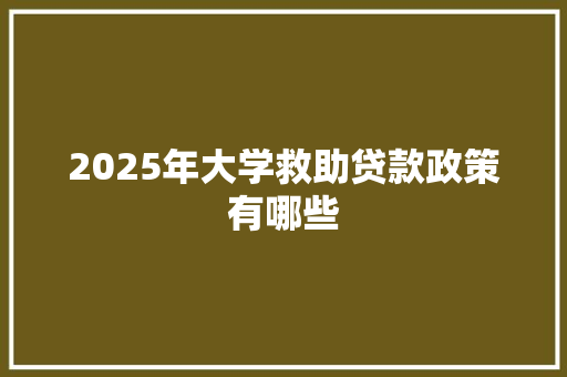 2025年大学救助贷款政策有哪些