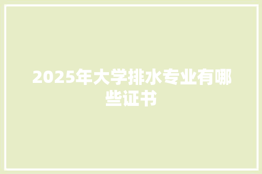 2025年大学排水专业有哪些证书