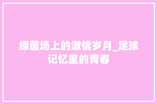 绿茵场上的激情岁月_足球记忆里的青春