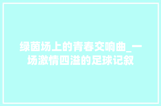 绿茵场上的青春交响曲_一场激情四溢的足球记叙